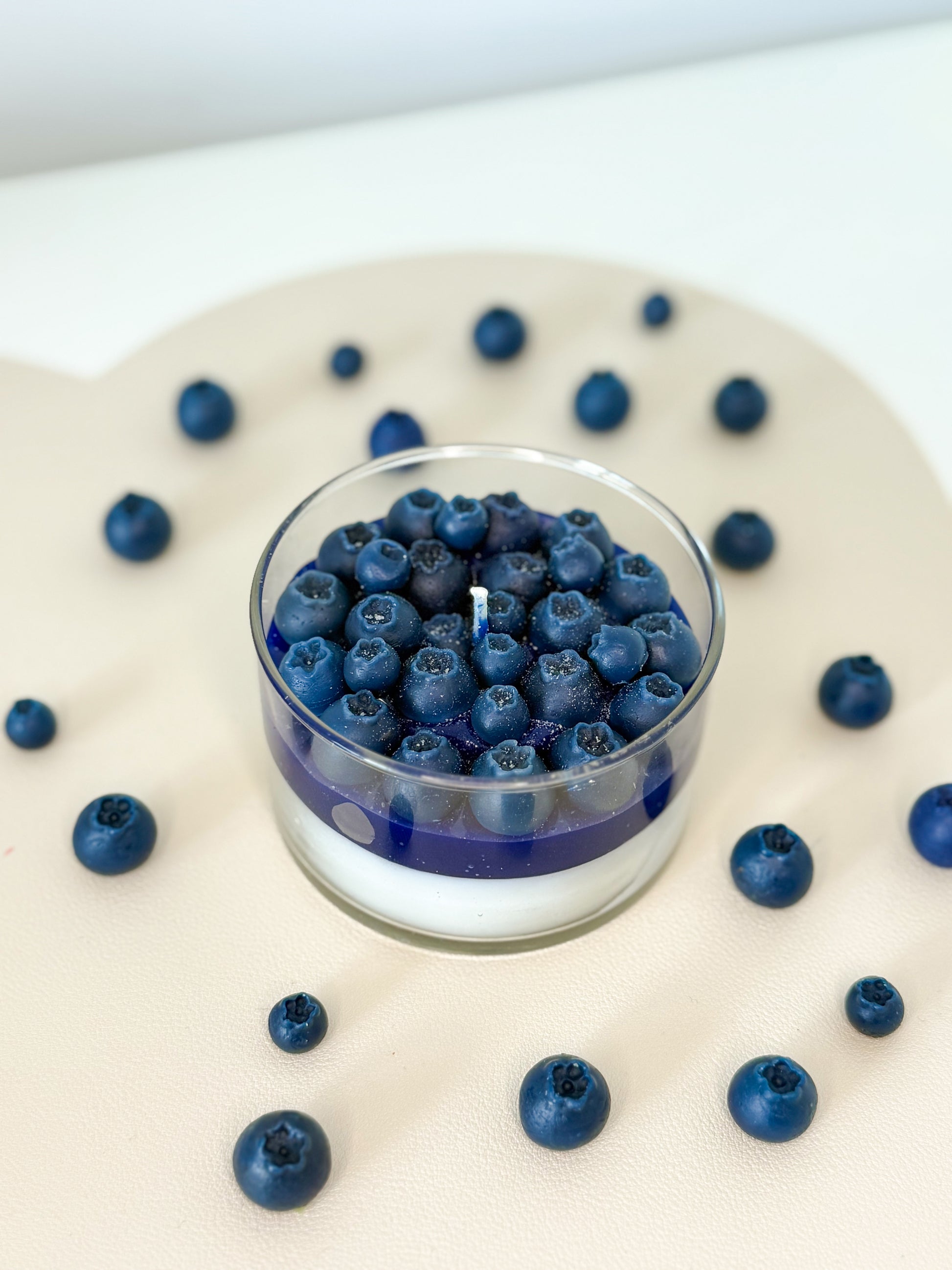 Blueberry dessert candle in glass jar by Seraphics CA Toronto