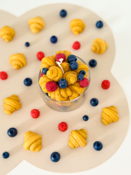 Handmade croissants dessert candle jar with berries – Seraphics CA