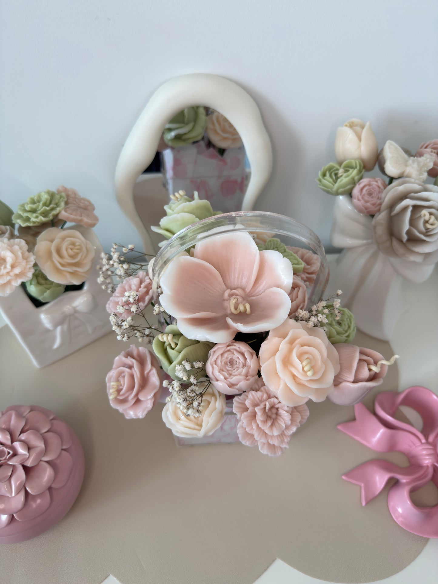 Large flower bouquet candle by Seraphics CA — handmade floral wax arrangement Toronto