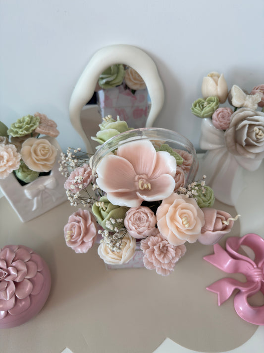 Large flower bouquet candle by Seraphics CA — handmade floral wax arrangement Toronto