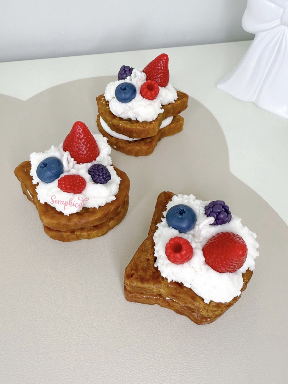 Toast dessert candle with berry topping by Seraphics CA Toronto