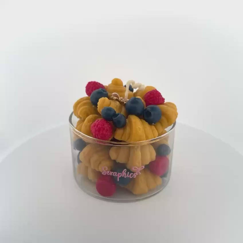 Croissants dessert candle jar 360 view – Seraphics CA